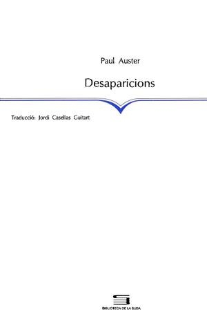 DESAPARICIONS | 9788479352196 | AUSTER, PAUL