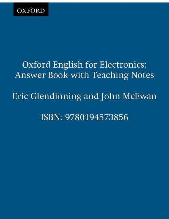 OXFORD ENGLISH FOR ELECTRONICS.ANSWER BOOK | 9780194573856 | GLENDINNING,ERIC