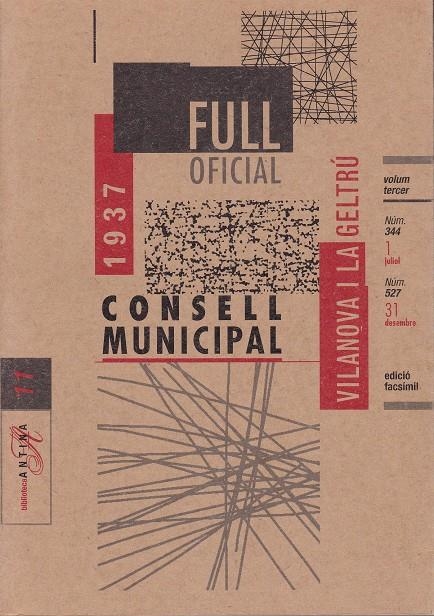 FULL OFICIAL CONSELL MUNICIPAL VILANOVA 1937 (BUTLLETI 003) | 9788485960552 | MESTRES I BOQUERA, RAFAEL