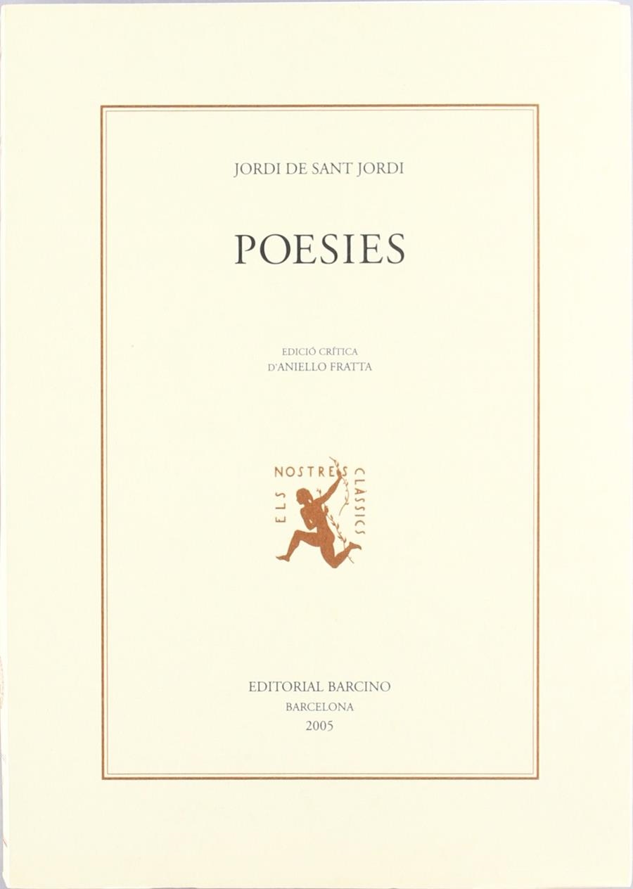 POESIES | 9788472267169 | SANT JORDI, JORDI DE